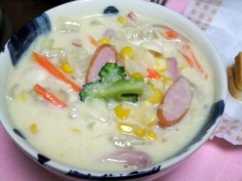 野菜たっぷり豆乳コーンクリームスープ